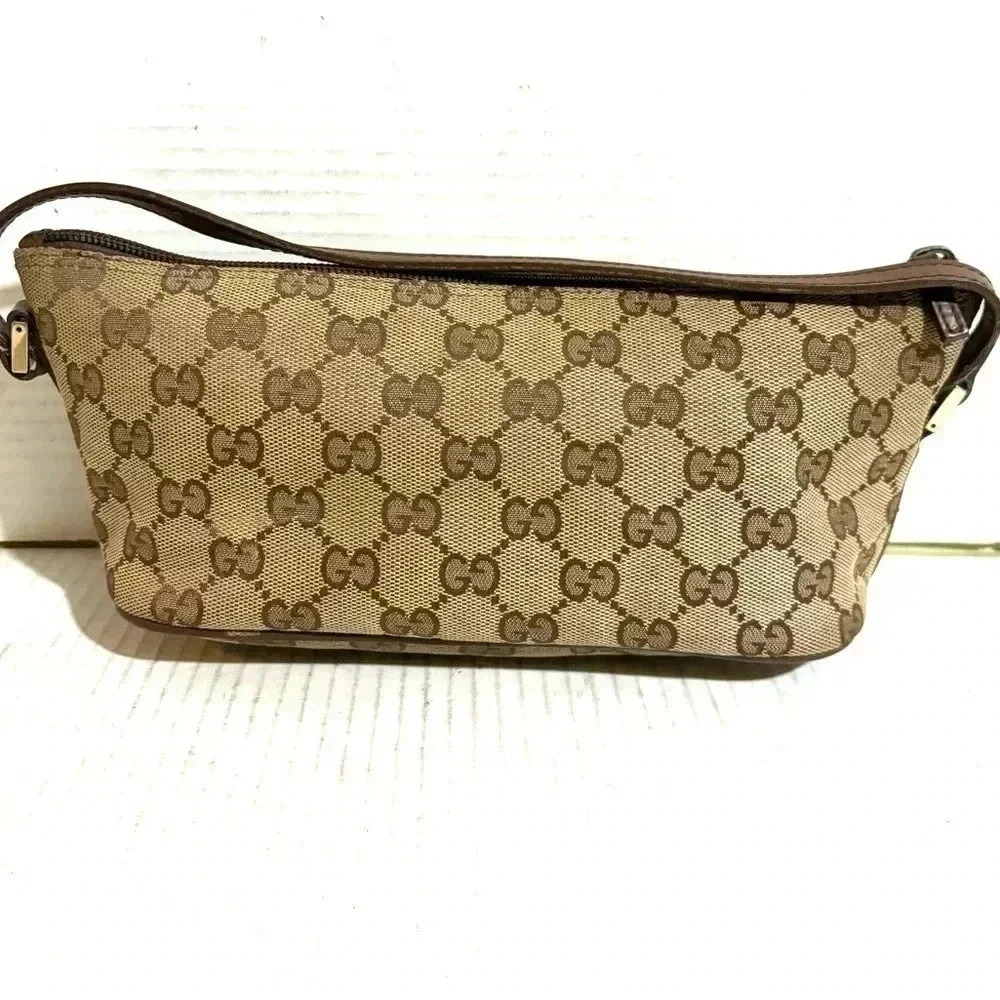 Gucci GG monogram boat pochette top handle neutral s canvas shoulder/ handbag - Picture 2 of 11